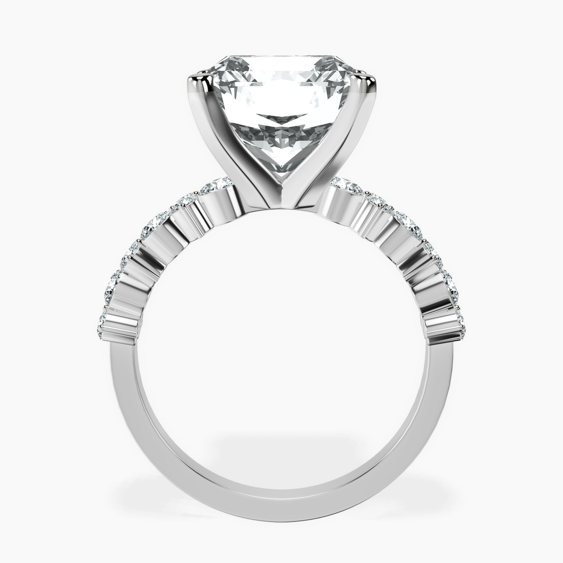 Platinum Dorothea Side Stone Lab Diamond Ring side right image one