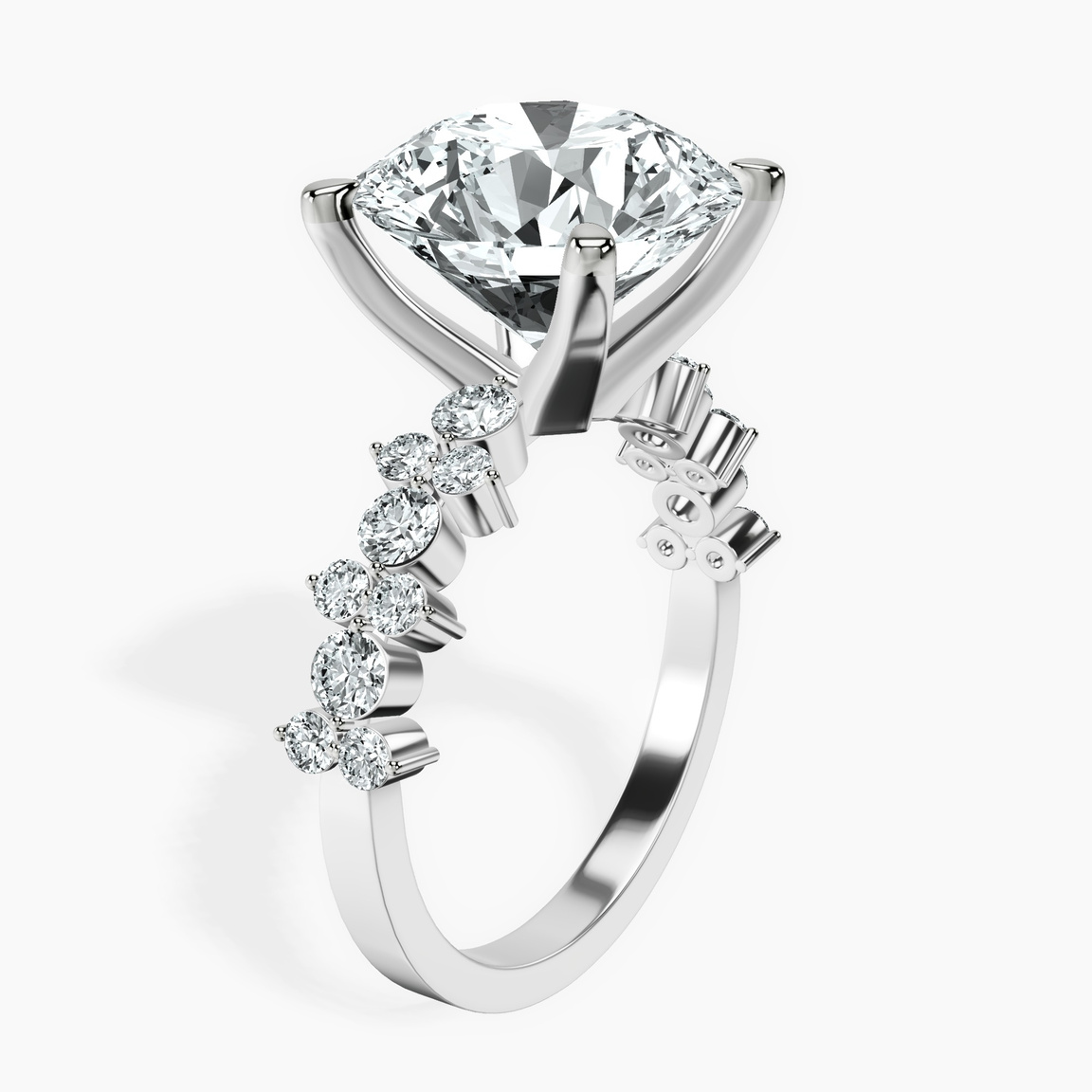 14kt White Gold Dorothea Side Stone Lab Diamond Ring standing product image one