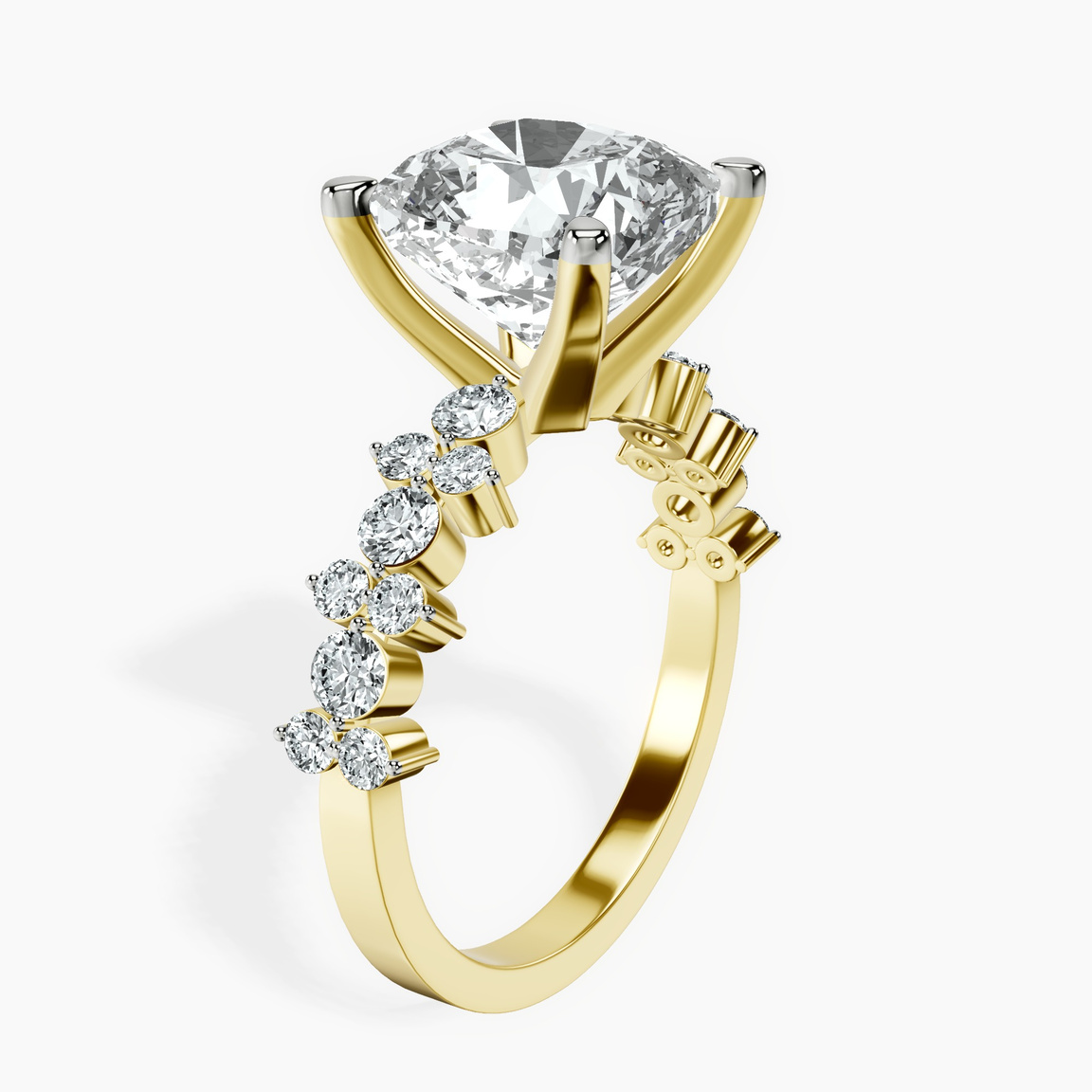 10kt Yellow Gold Dorothea Side Stone Lab Diamond Ring standing product image one