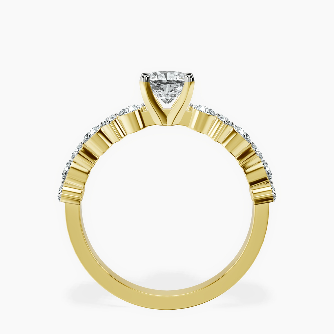 18kt Yellow Gold Dorothea Side Stone Lab Diamond Ring side right image one