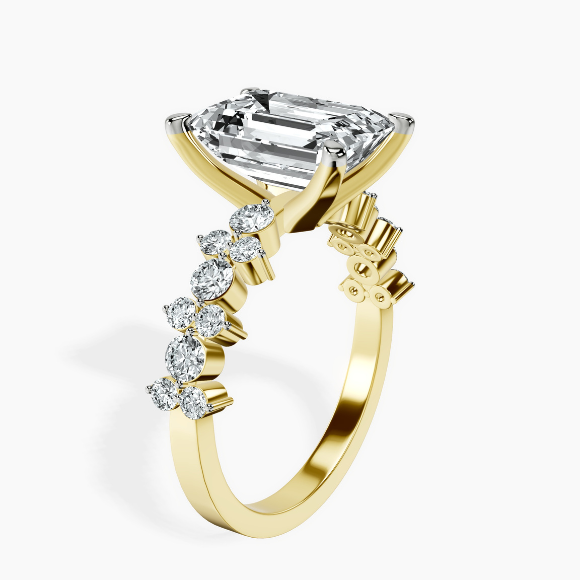 10kt Yellow Gold Dorothea Side Stone Lab Diamond Ring standing product image one