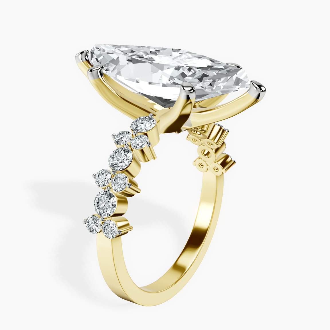 18kt Yellow Gold Dorothea Side Stone Lab Diamond Ring standing product image one