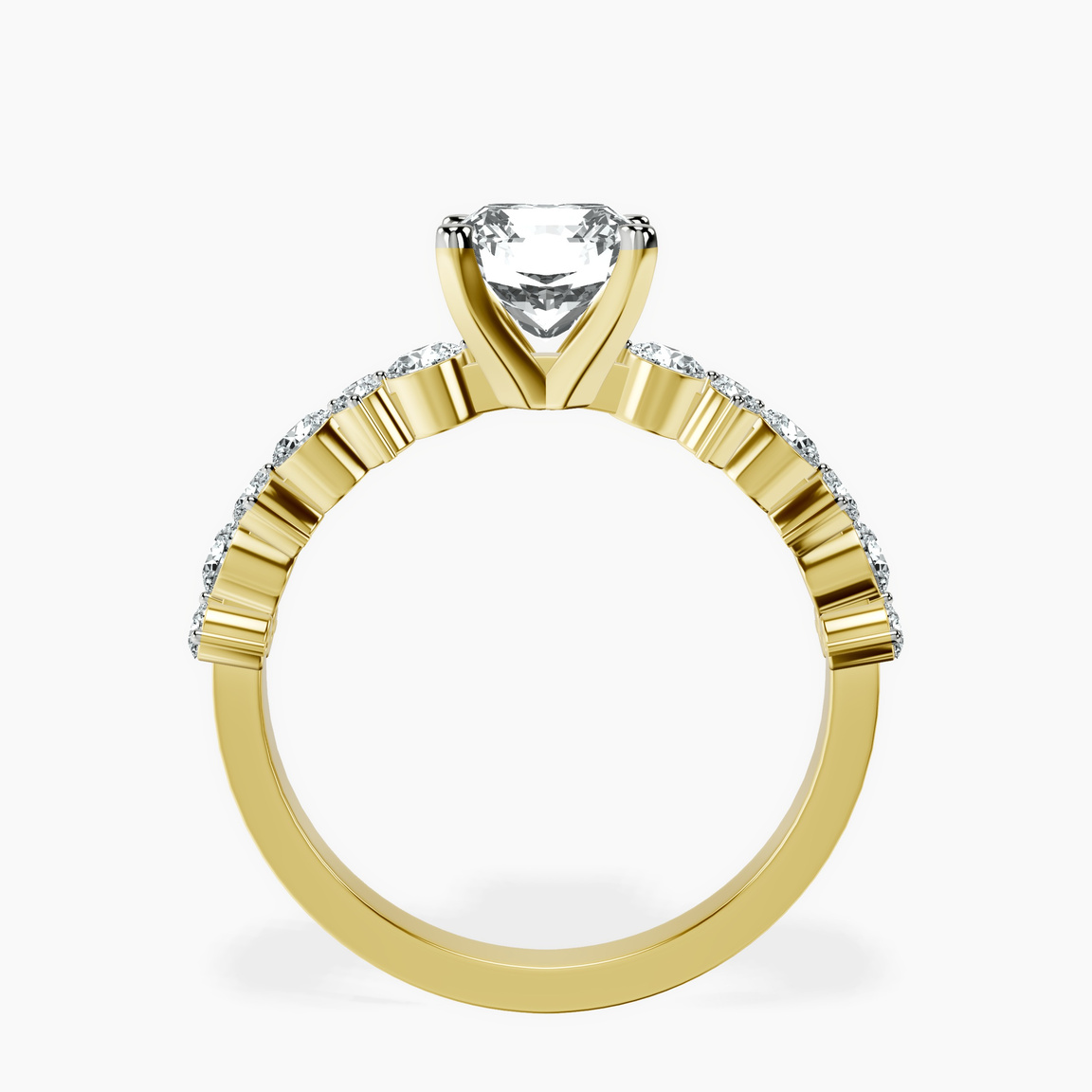 10kt Yellow Gold Dorothea Side Stone Lab Diamond Ring side right image one