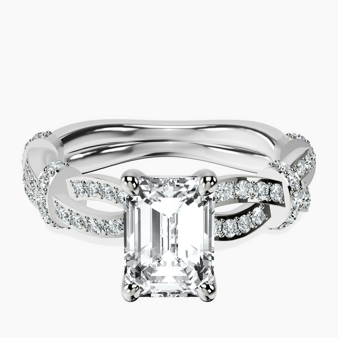 Platinum Charlotte Double Twist Side Stone Lab Diamond Ring front image