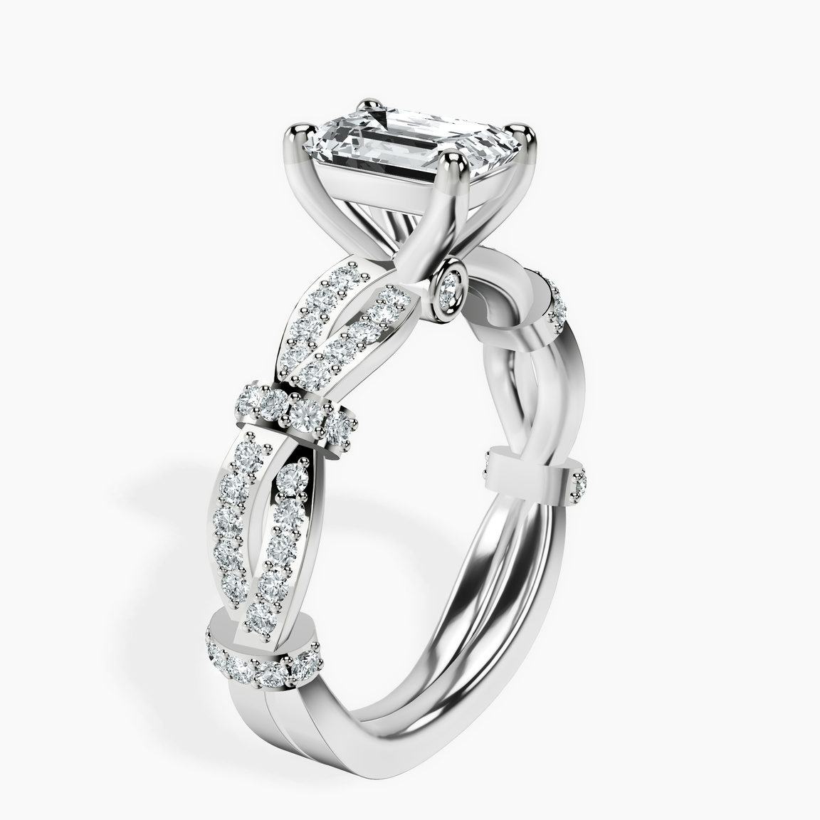 Platinum Charlotte Double Twist Side Stone Lab Diamond Ring standing product image one