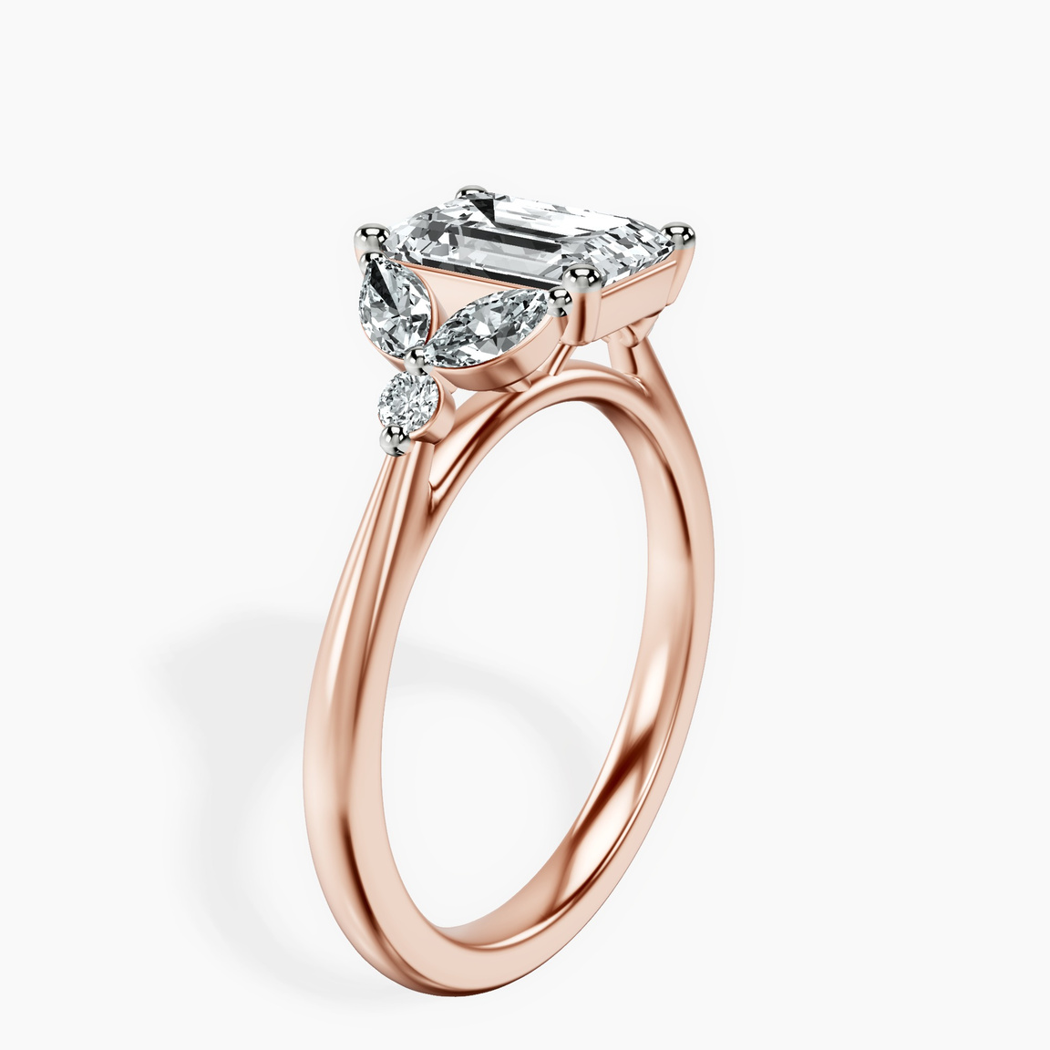10kt Rose Gold Beatrice Marquise Side Stone Lab Diamond Ring standing product image one