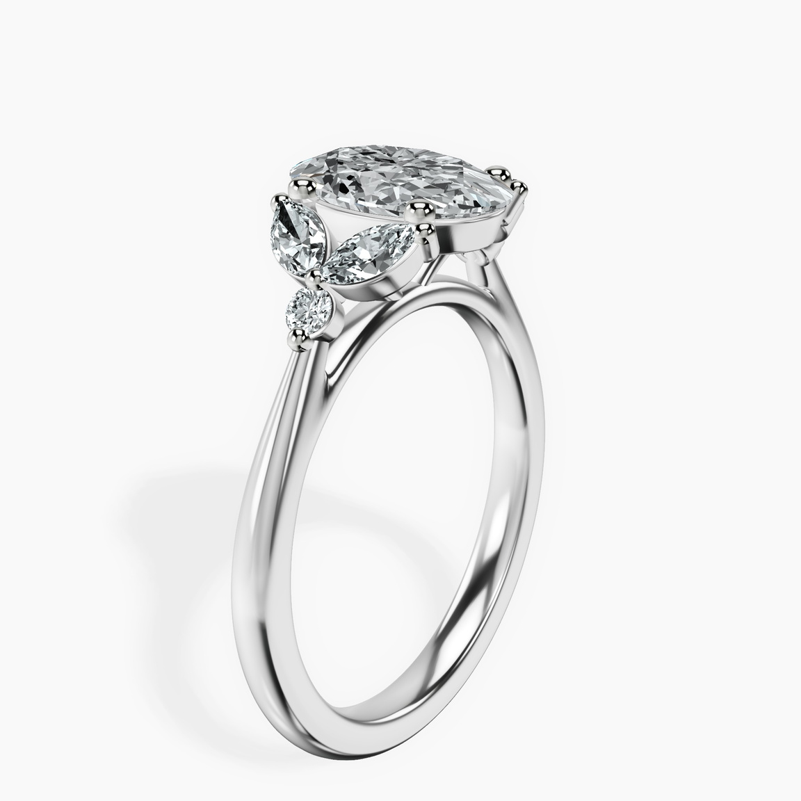 Platinum Beatrice Marquise Side Stone Lab Diamond Ring standing product image one