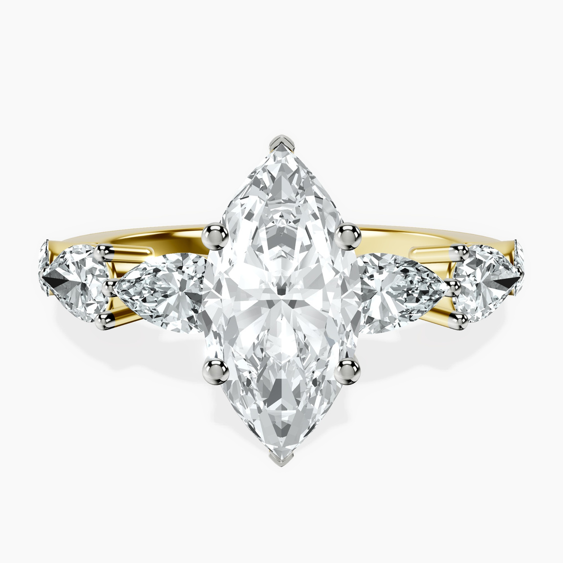 10kt Yellow Gold Frances Side Stone Lab Diamond Ring front image