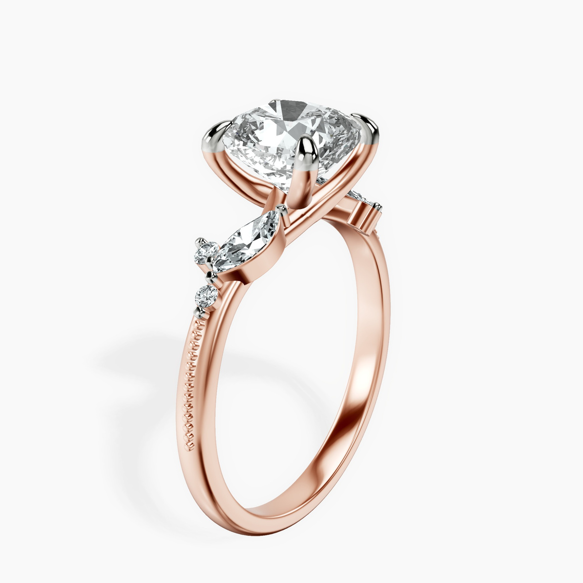9ct Rose Gold Emmeline Crisscross Side Stone Lab Diamond Ring standing product image one
