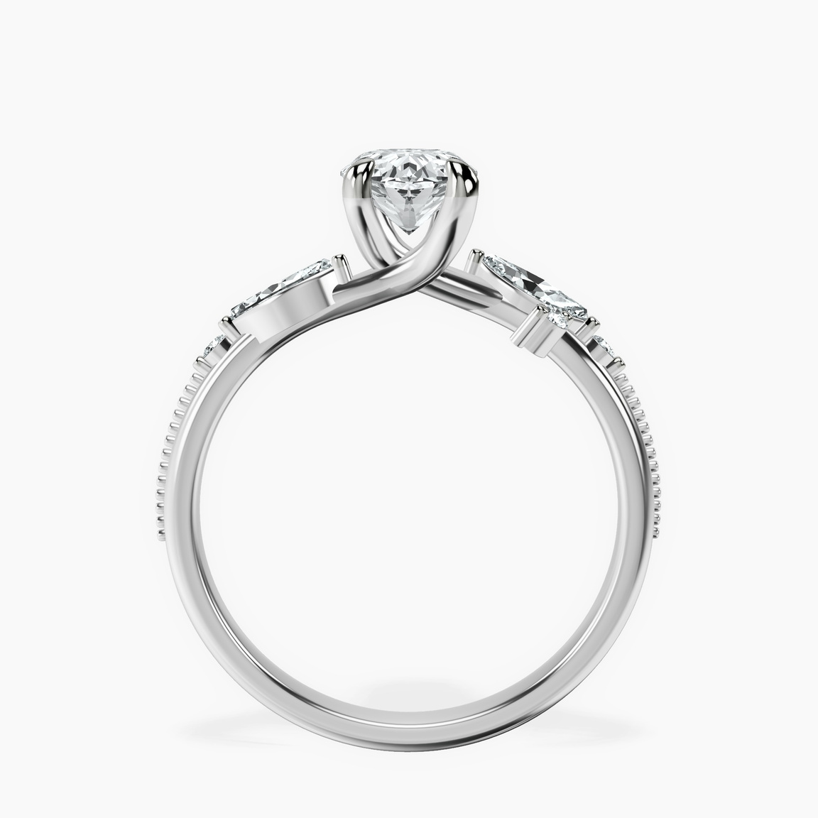 9ct White Gold Emmeline Crisscross Side Stone Lab Diamond Ring side right image one