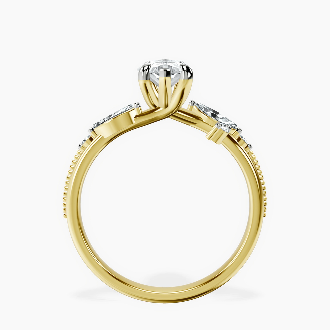 9ct Yellow Gold Emmeline Crisscross Side Stone Lab Diamond Ring side right image one