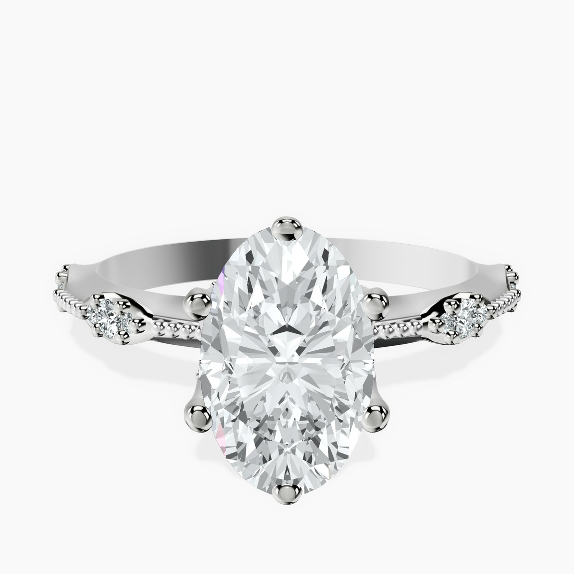 Platinum Theodora Six Prong Side Stone Lab Diamond Ring front image
