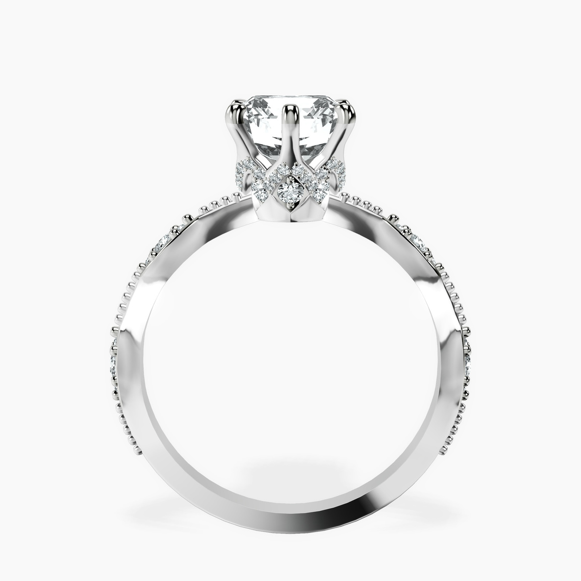 Platinum Theodora Six Prong Side Stone Lab Diamond Ring side right image one