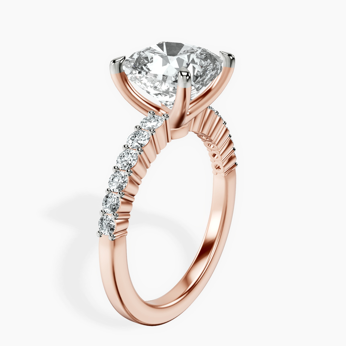10kt Rose Gold Lottie Four Claw Side Stone Lab Diamond Ring standing product image one