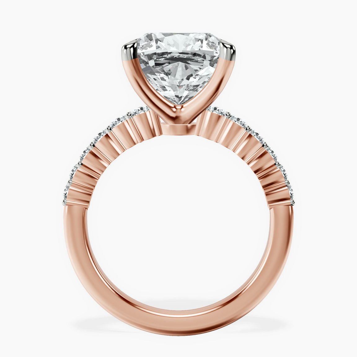 10kt Rose Gold Lottie Four Claw Side Stone Lab Diamond Ring side right image one