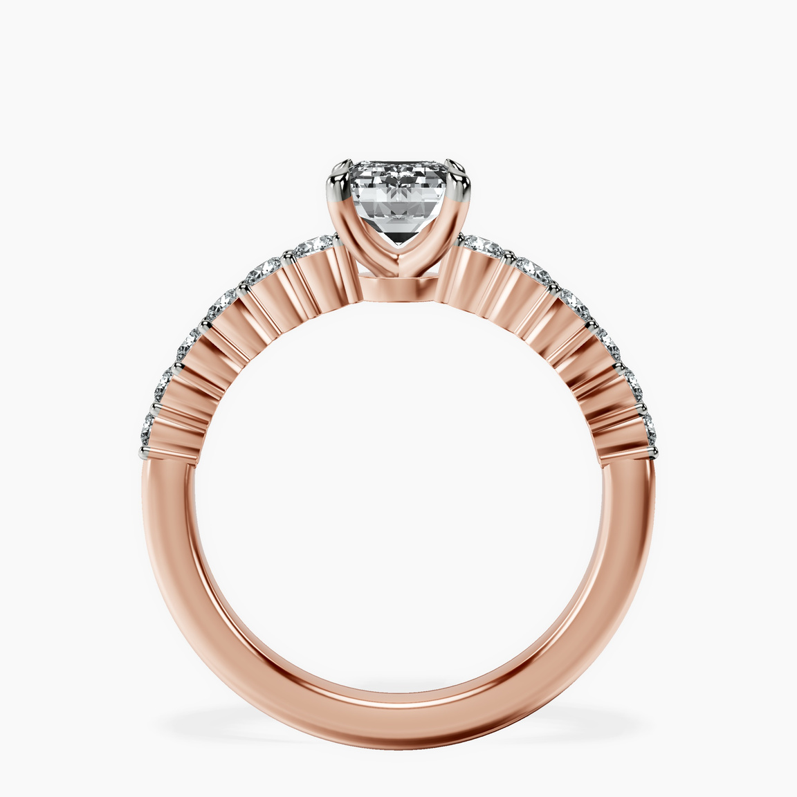 14kt Rose Gold Lottie Four Claw Side Stone Lab Diamond Ring side right image one