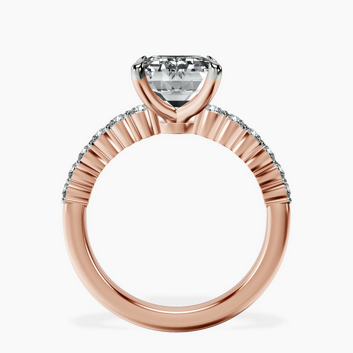 14kt Rose Gold Lottie Four Claw Side Stone Lab Diamond Ring side right image one