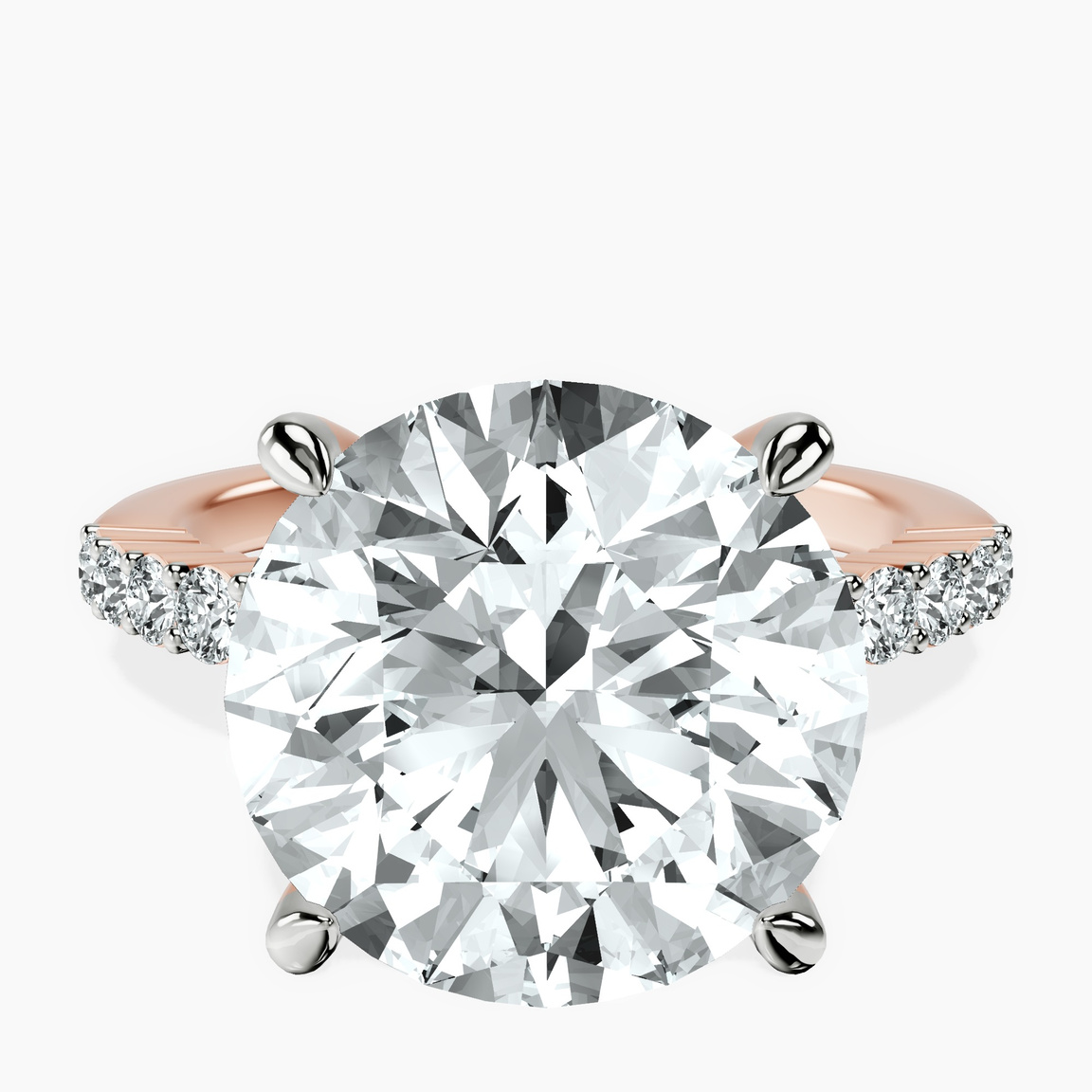 18kt Rose Gold Lottie Four Claw Side Stone Lab Diamond Ring front image