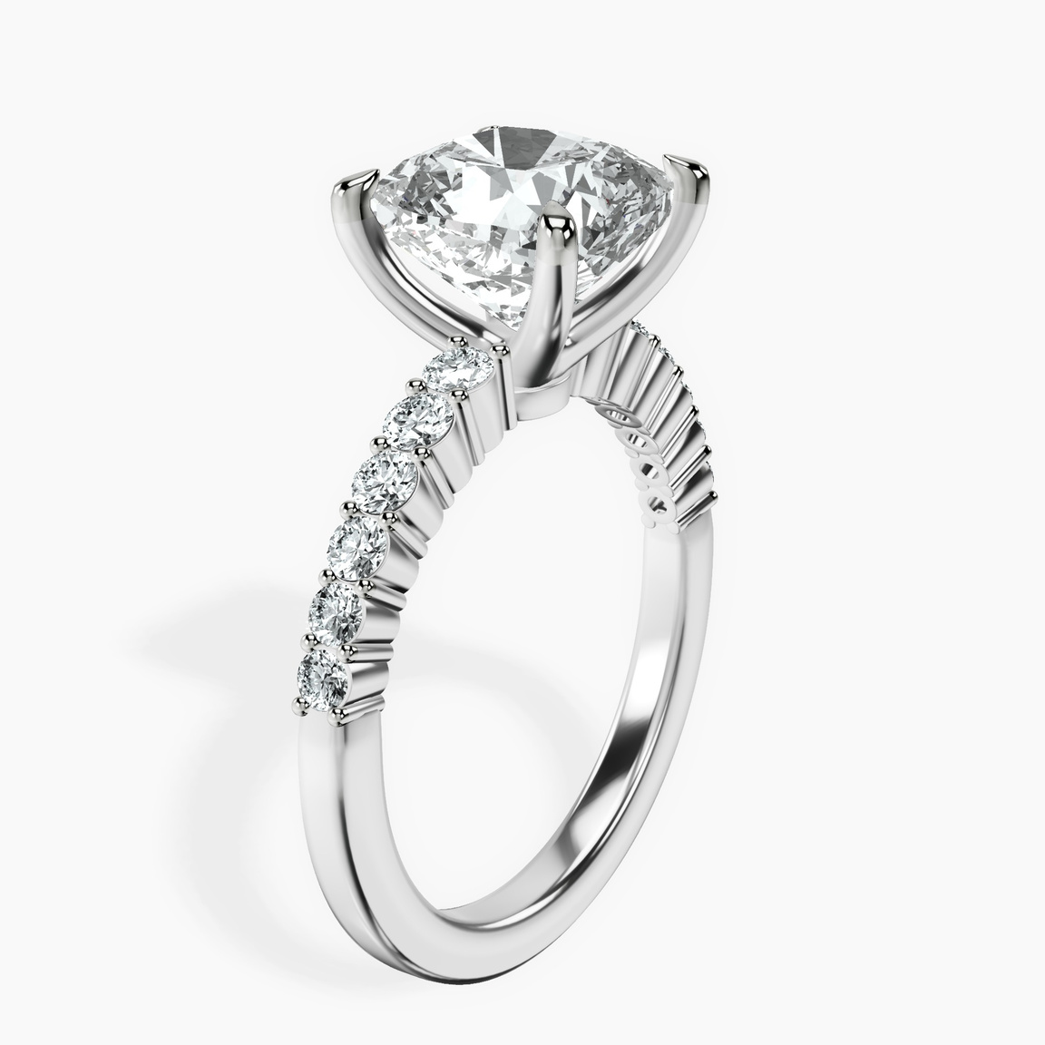Platinum Lottie Four Claw Side Stone Lab Diamond Ring standing product image one