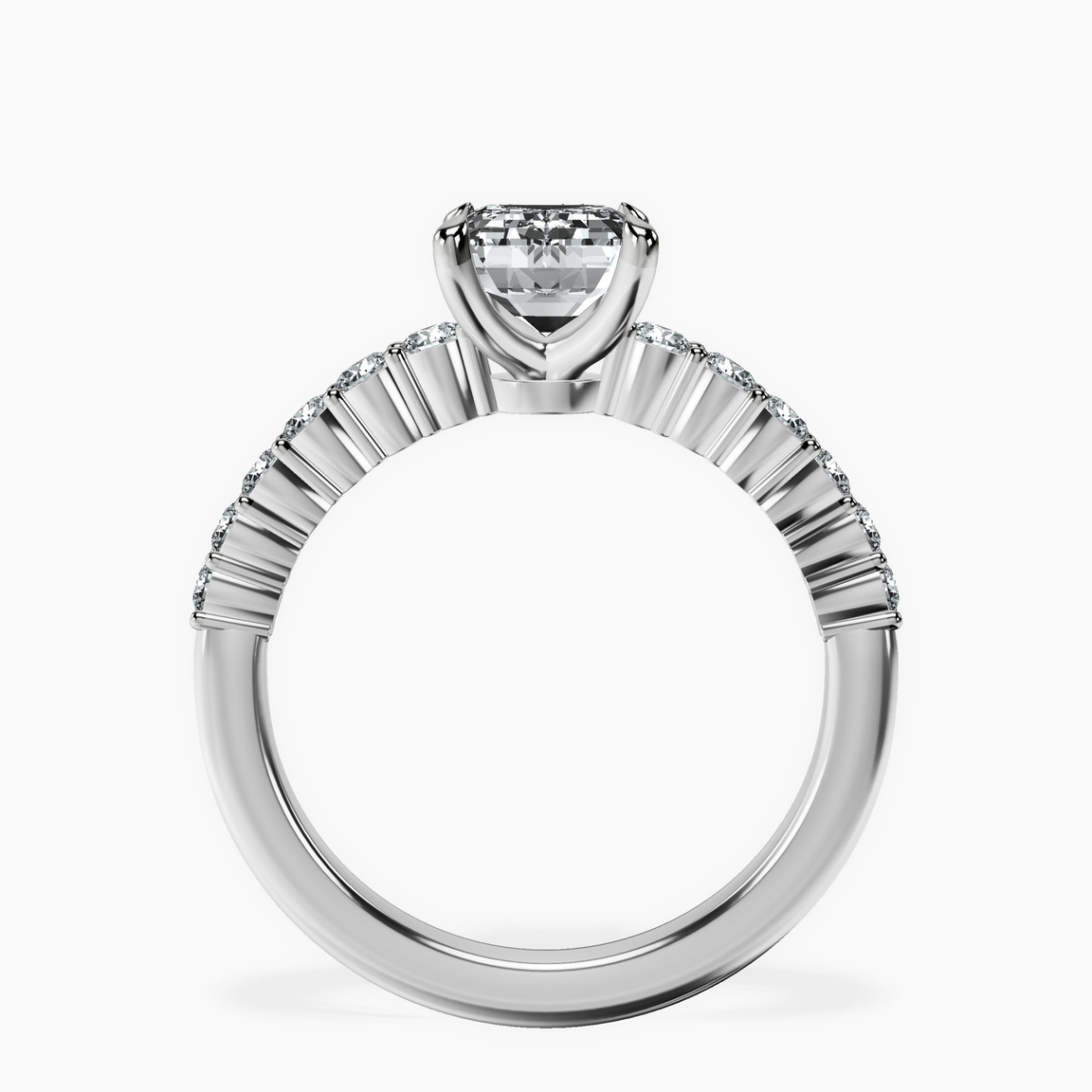 9ct White Gold Lottie Four Claw Side Stone Lab Diamond Ring side right image one