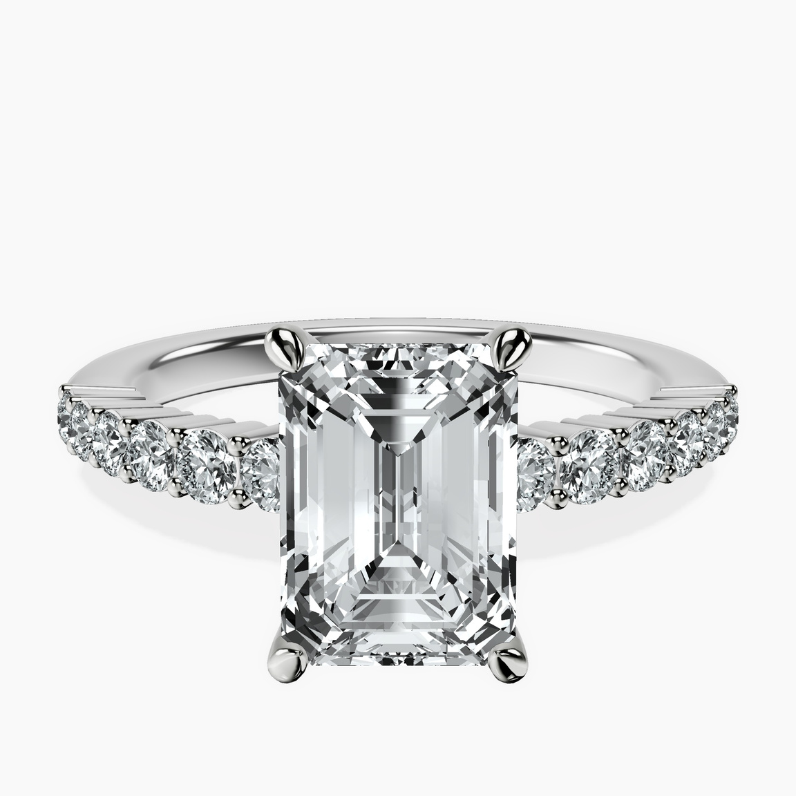 Platinum Lottie Four Claw Side Stone Lab Diamond Ring front image