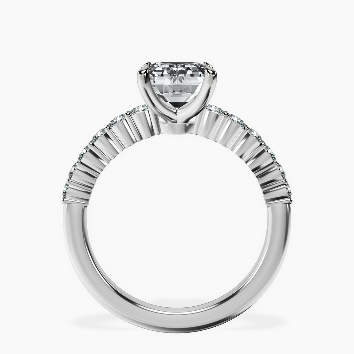 Platinum Lottie Four Claw Side Stone Lab Diamond Ring side right image one