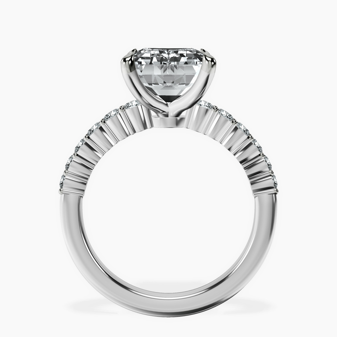 10kt White Gold Lottie Four Claw Side Stone Lab Diamond Ring side right image one