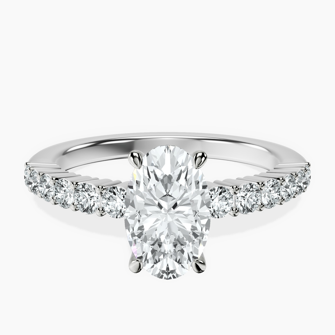 Platinum Lottie Four Claw Side Stone Lab Diamond Ring front image