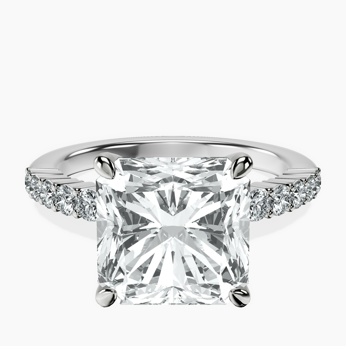 Platinum Lottie Four Claw Side Stone Lab Diamond Ring front image