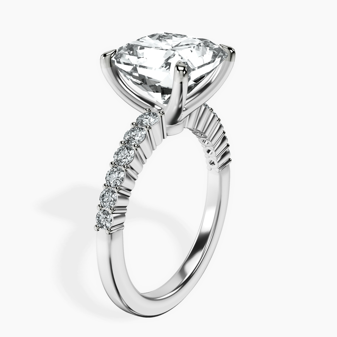 Platinum Lottie Four Claw Side Stone Lab Diamond Ring standing product image one