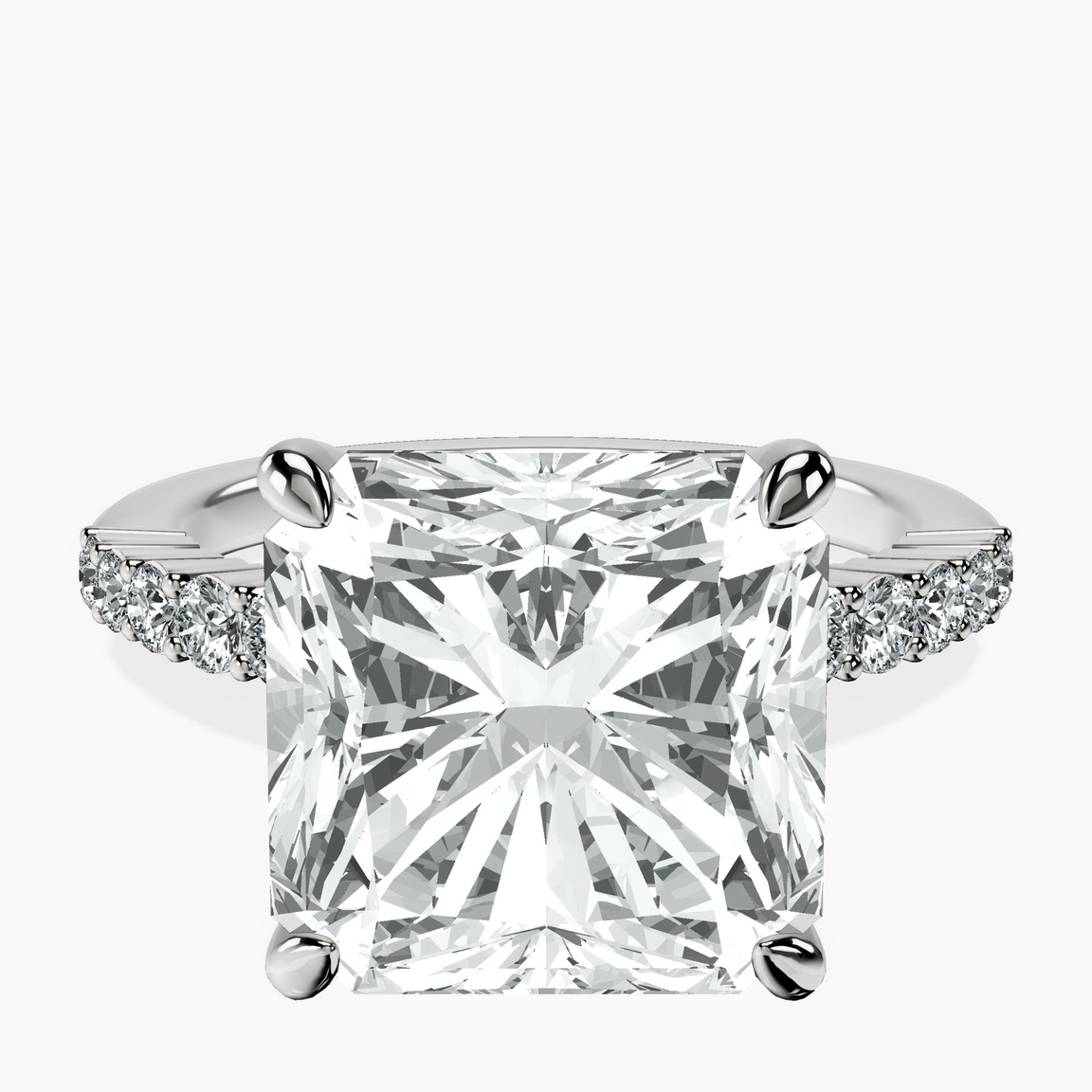 Platinum Lottie Four Claw Side Stone Lab Diamond Ring front image
