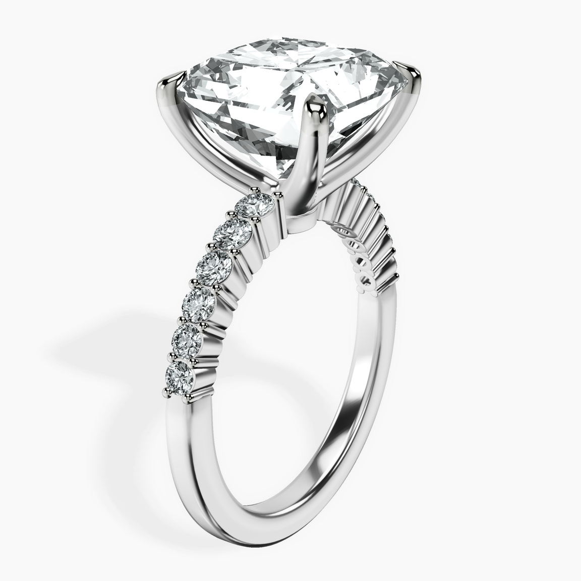 Platinum Lottie Four Claw Side Stone Lab Diamond Ring standing product image one