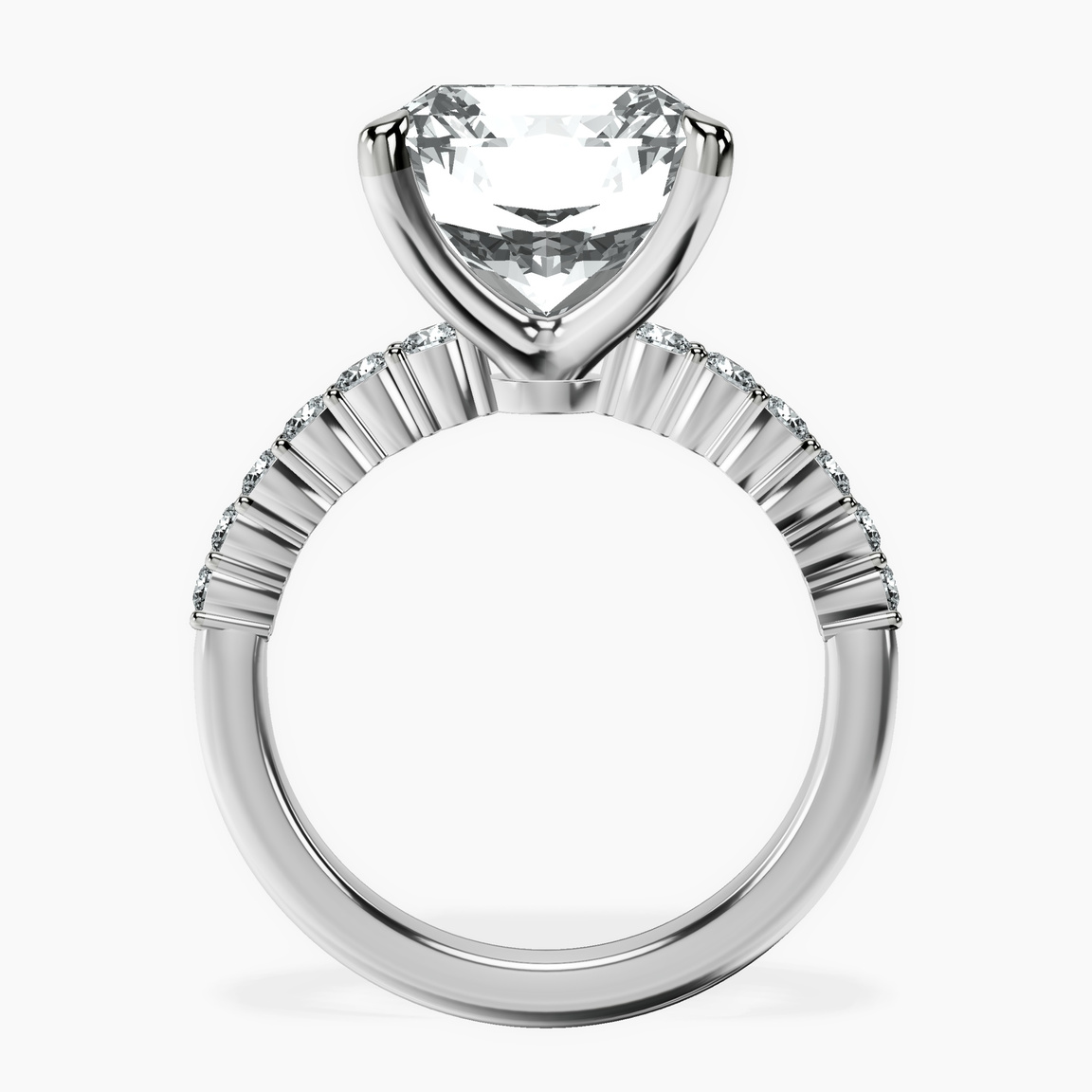 Platinum Lottie Four Claw Side Stone Lab Diamond Ring side right image one