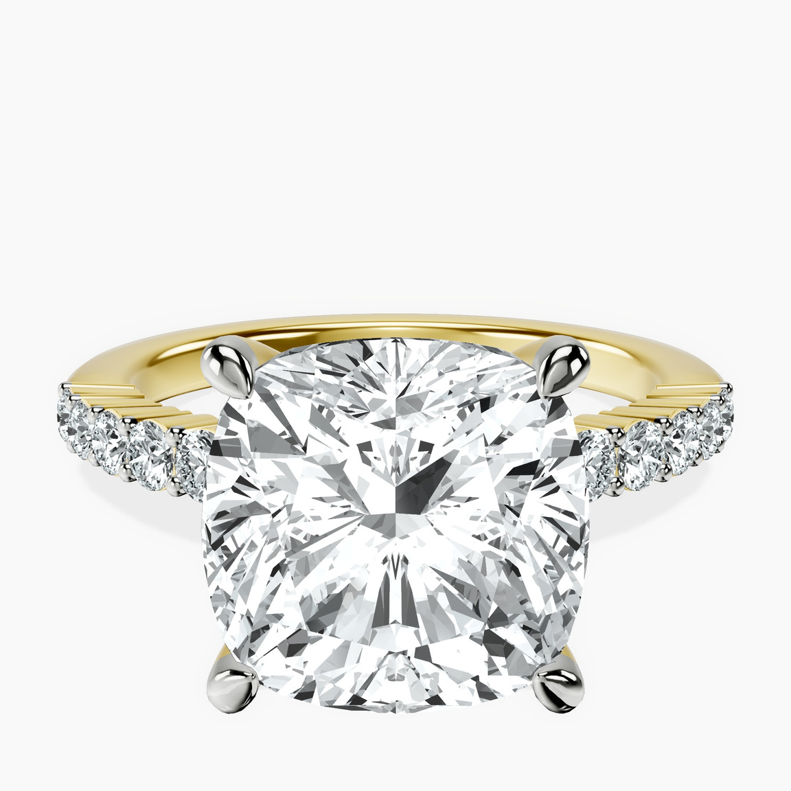 10kt Yellow Gold Lottie Four Claw Side Stone Lab Diamond Ring front image