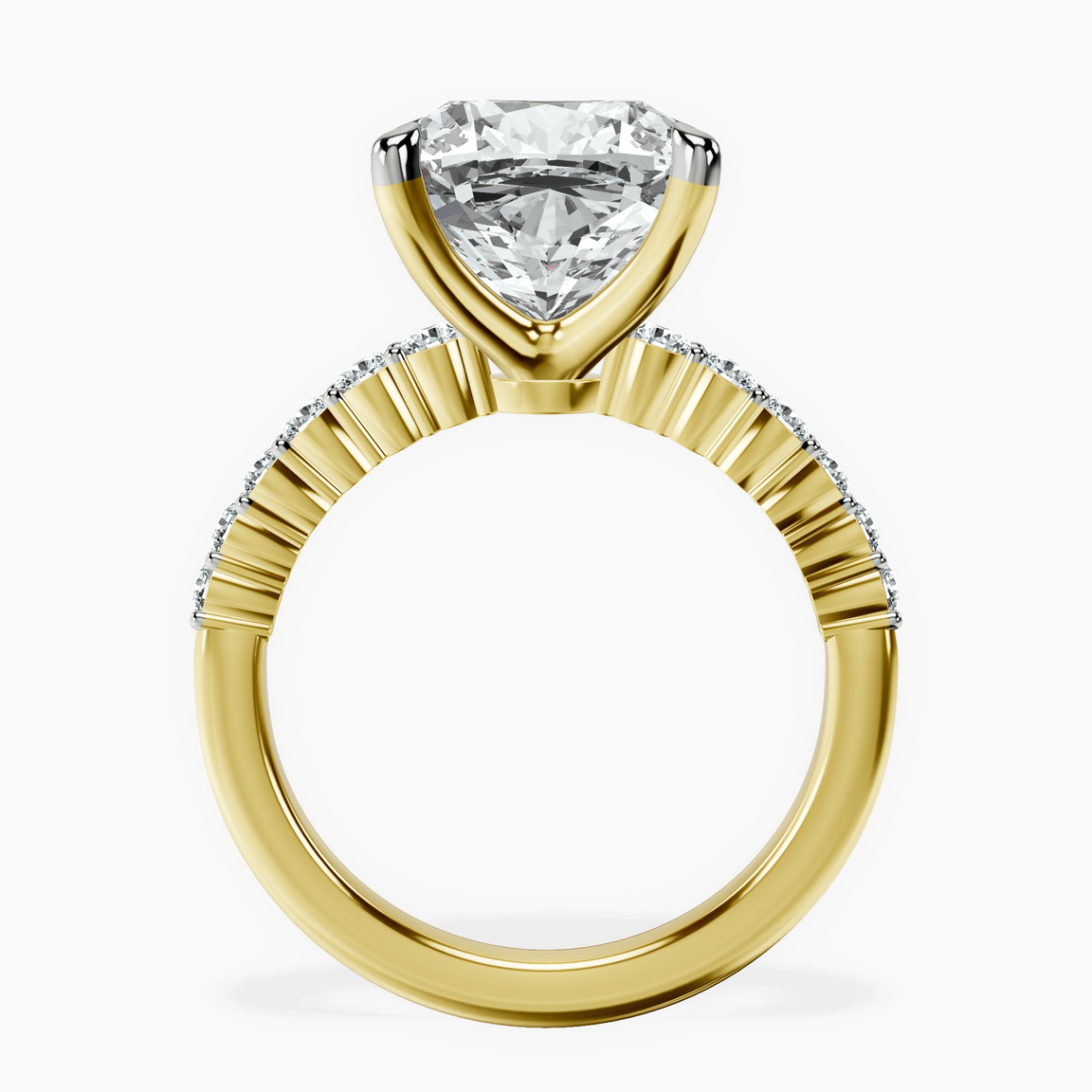 10kt Yellow Gold Lottie Four Claw Side Stone Lab Diamond Ring side right image one
