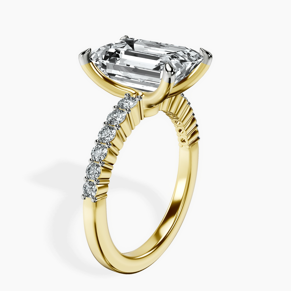 14kt Yellow Gold Lottie Four Claw Side Stone Lab Diamond Ring standing product image one
