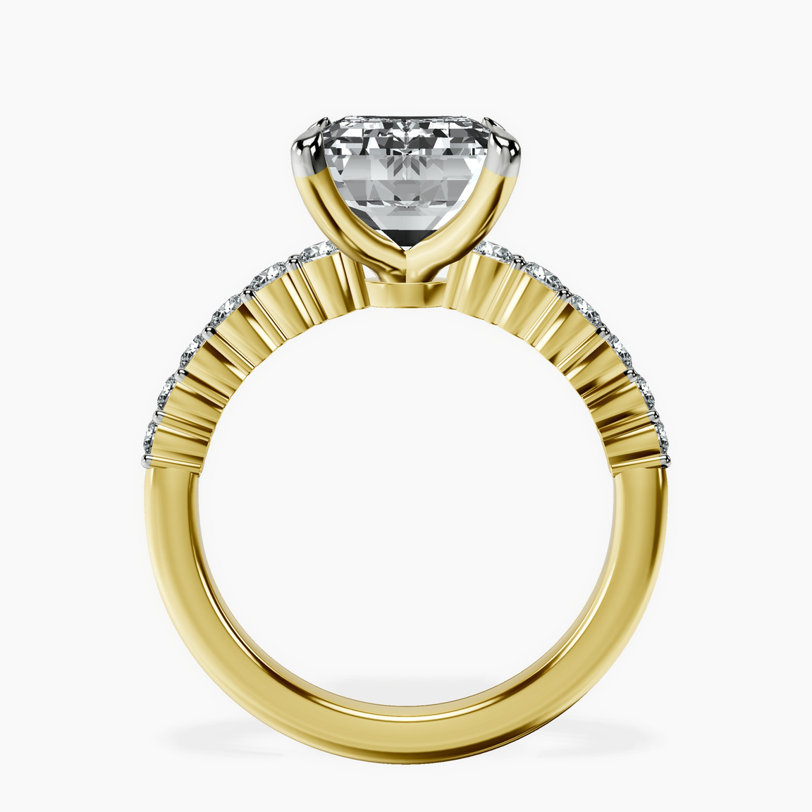 14kt Yellow Gold Lottie Four Claw Side Stone Lab Diamond Ring side right image one
