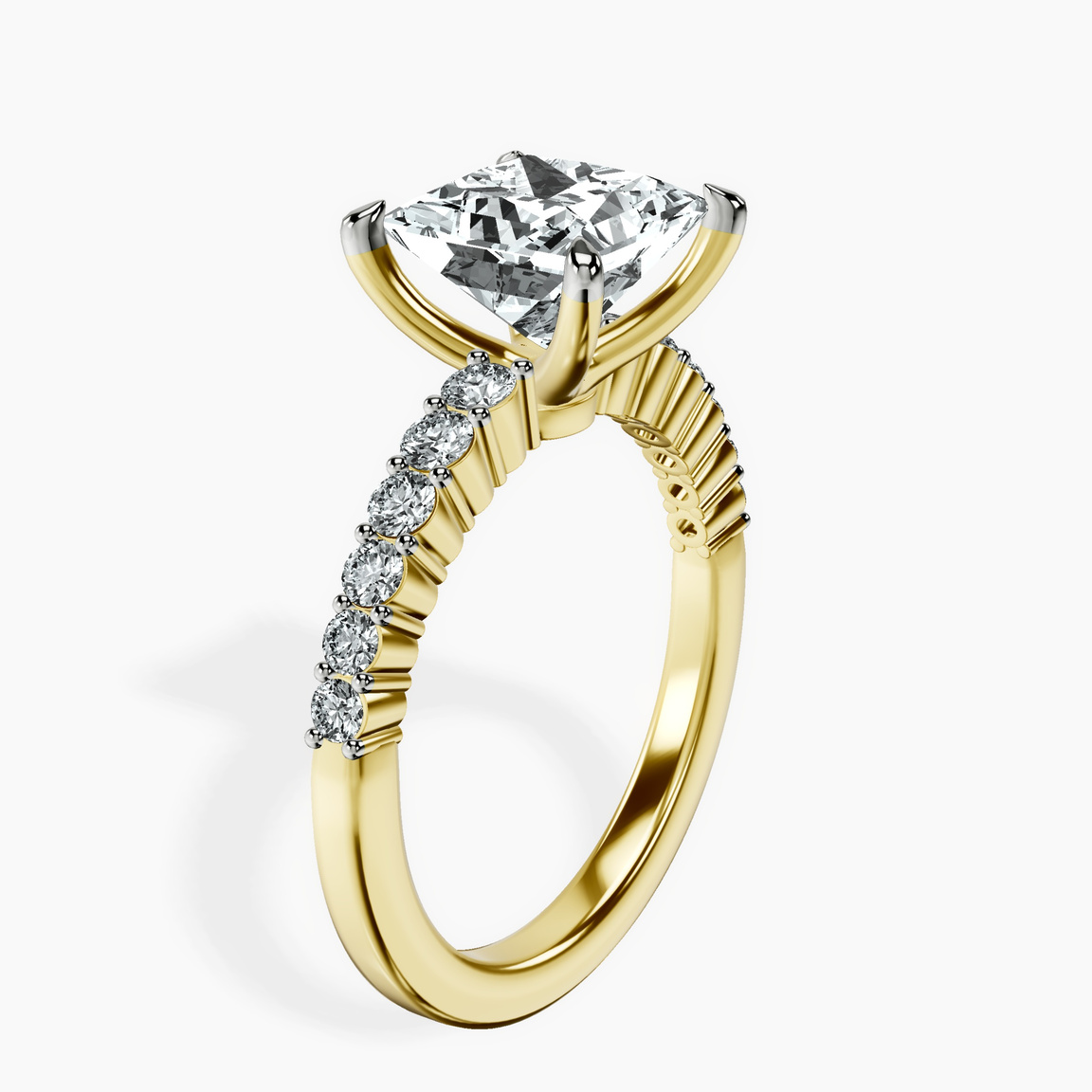 14kt Yellow Gold Lottie Four Claw Side Stone Lab Diamond Ring standing product image one