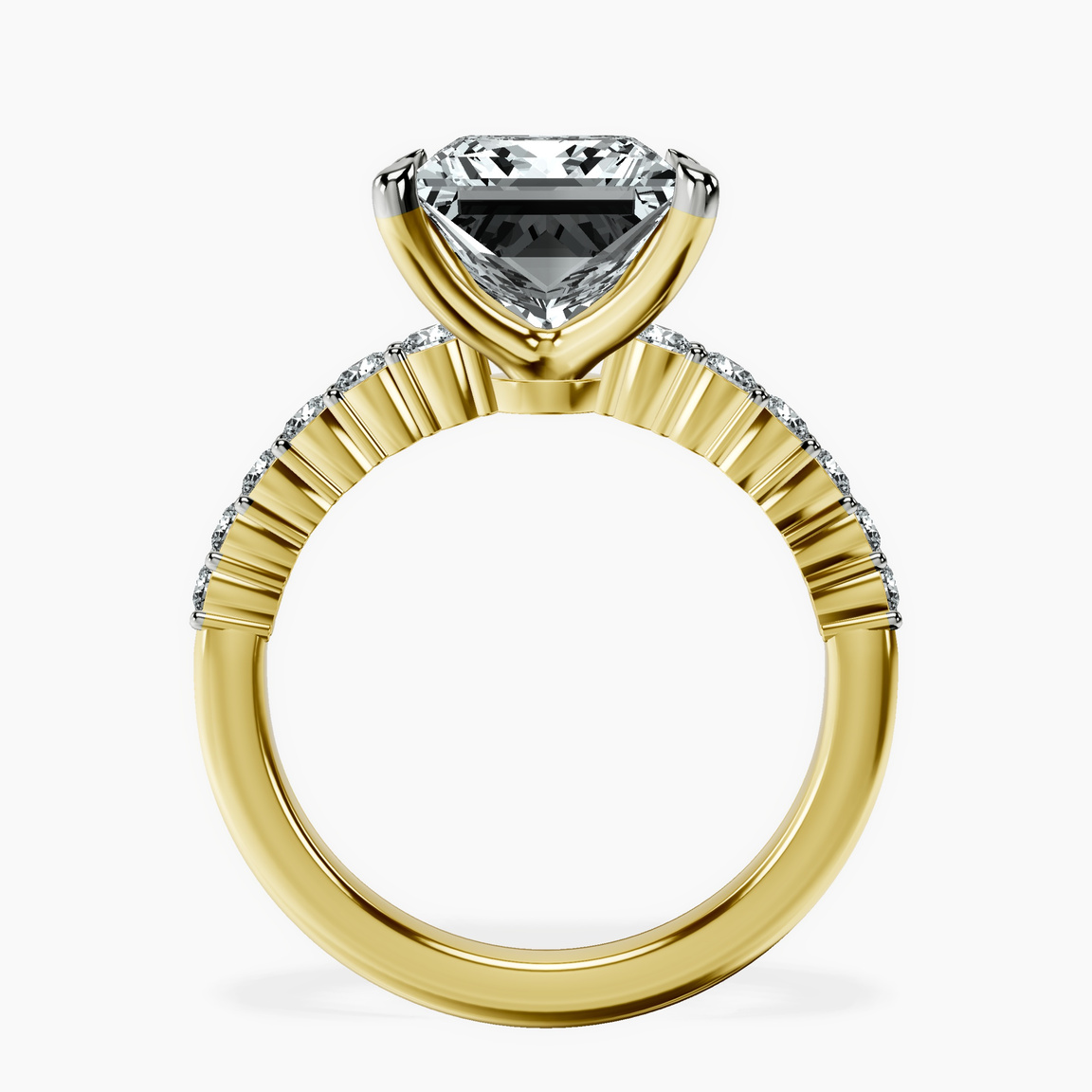 18kt Yellow Gold Lottie Four Claw Side Stone Lab Diamond Ring side right image one