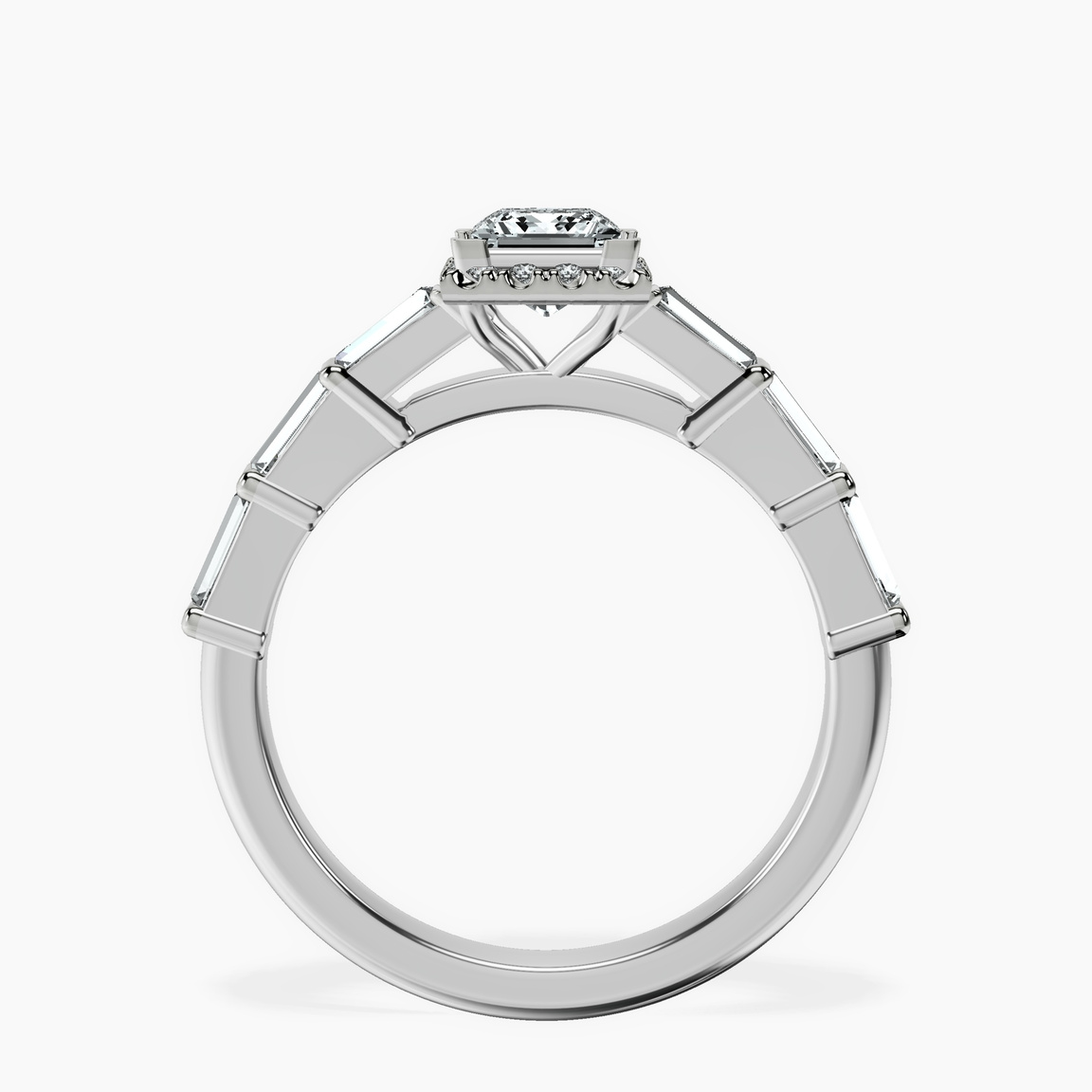 Platinum Rachel Halo Side Stone Lab Diamond Ring side right image one
