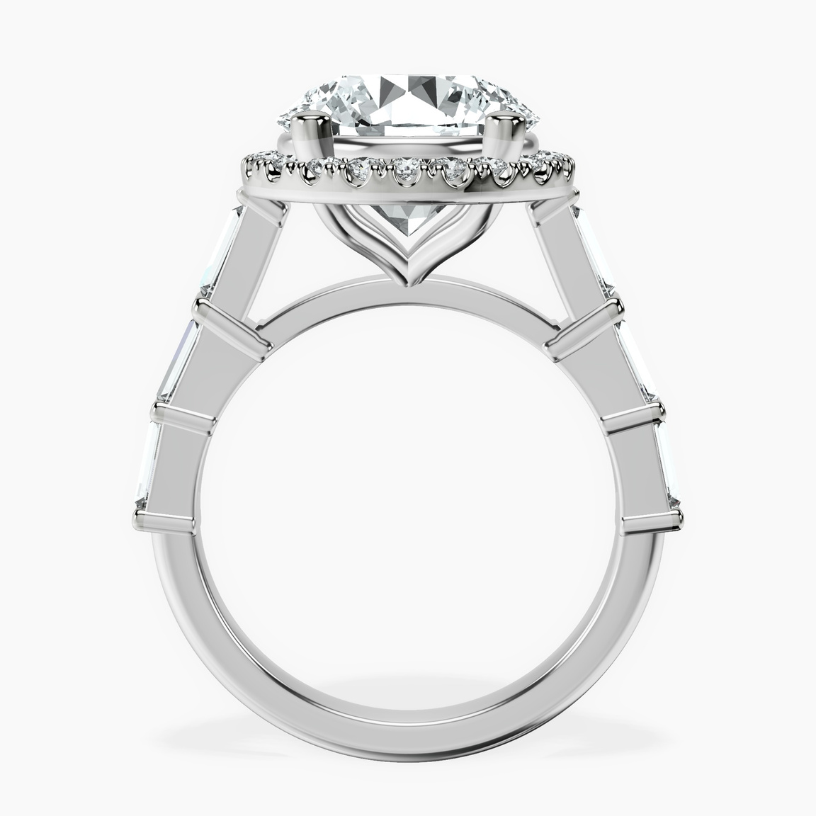 Platinum Rachel Halo Side Stone Lab Diamond Ring side right image one