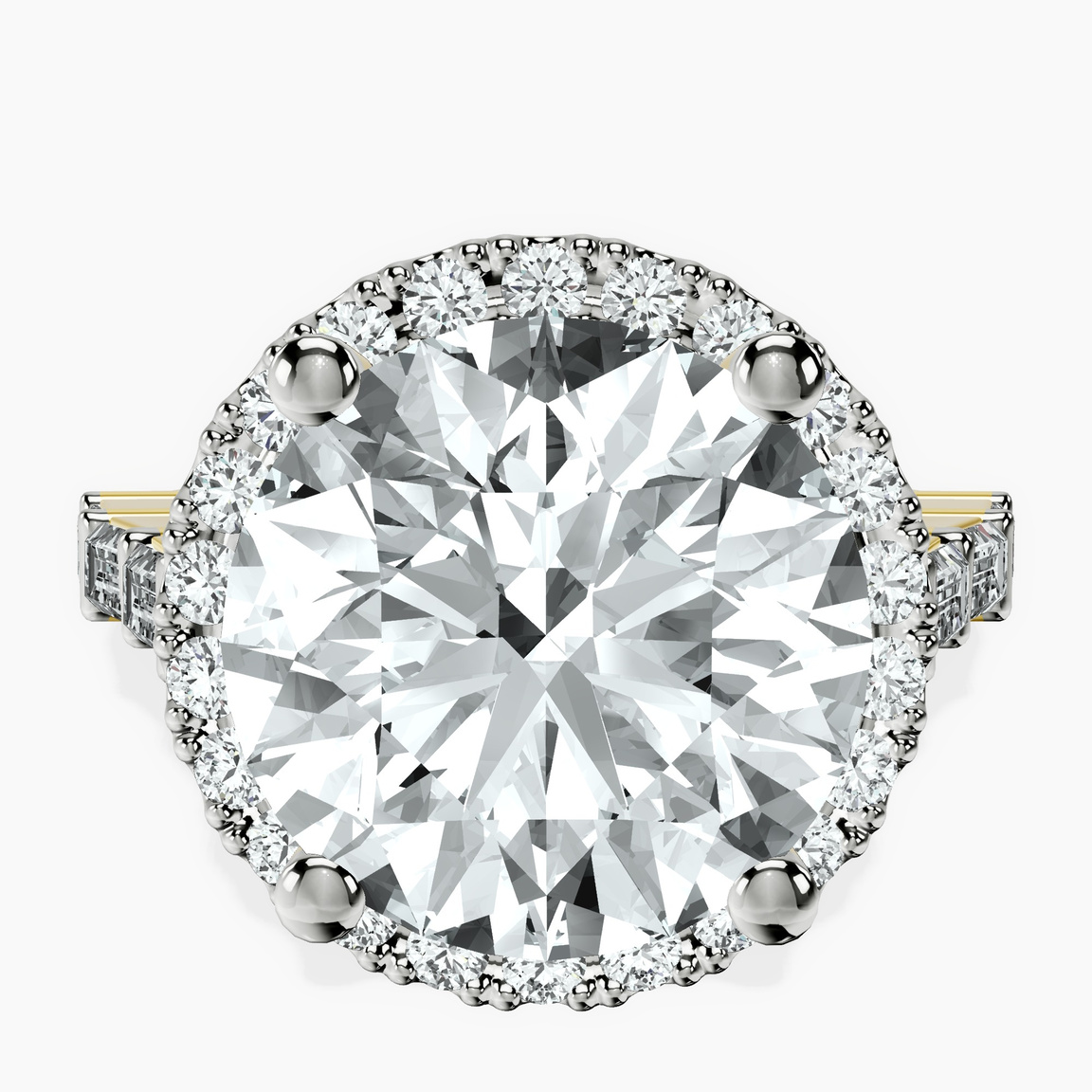 14kt Yellow Gold Rachel Halo Side Stone Lab Diamond Ring front image