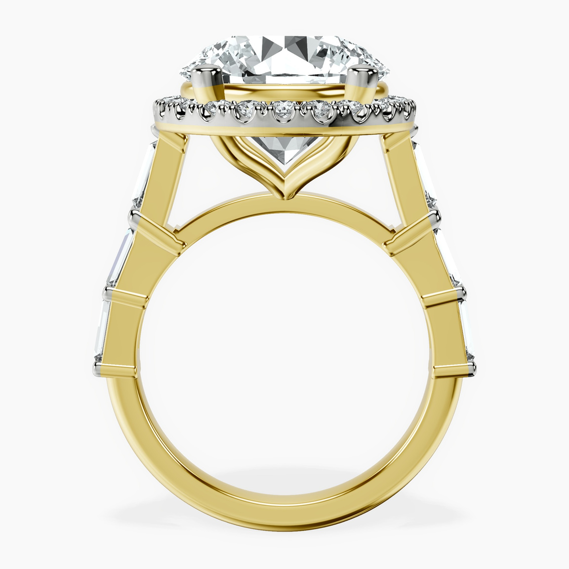 14kt Yellow Gold Rachel Halo Side Stone Lab Diamond Ring side right image one