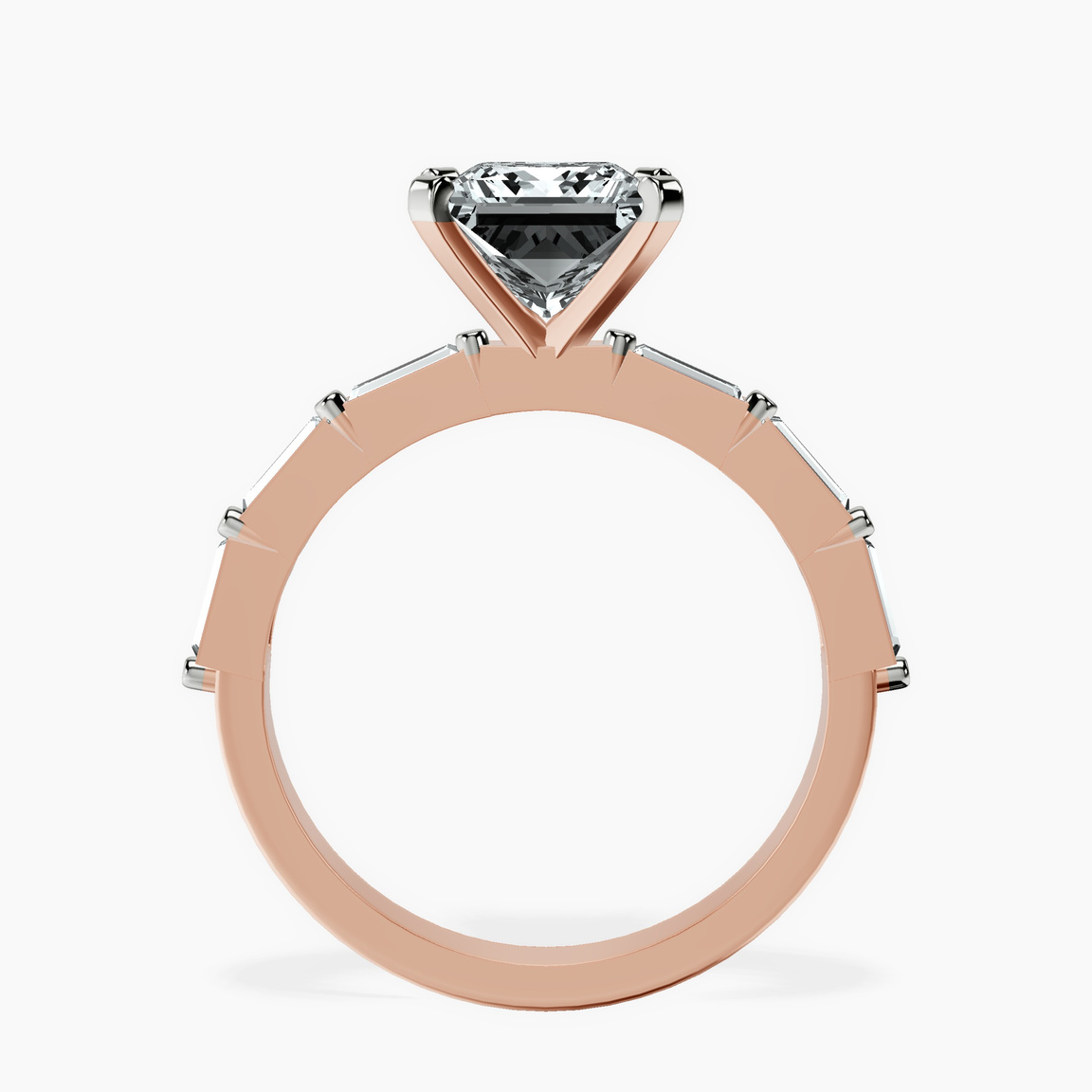9ct Rose Gold Kimberly Baguette Side Stone Lab Diamond Ring side right image one