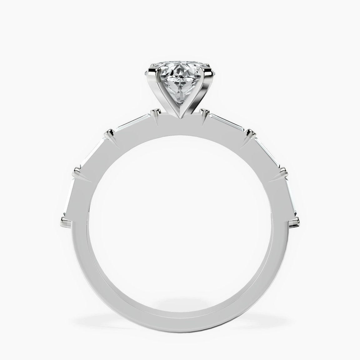 9ct White Gold Kimberly Baguette Side Stone Lab Diamond Ring side right image one