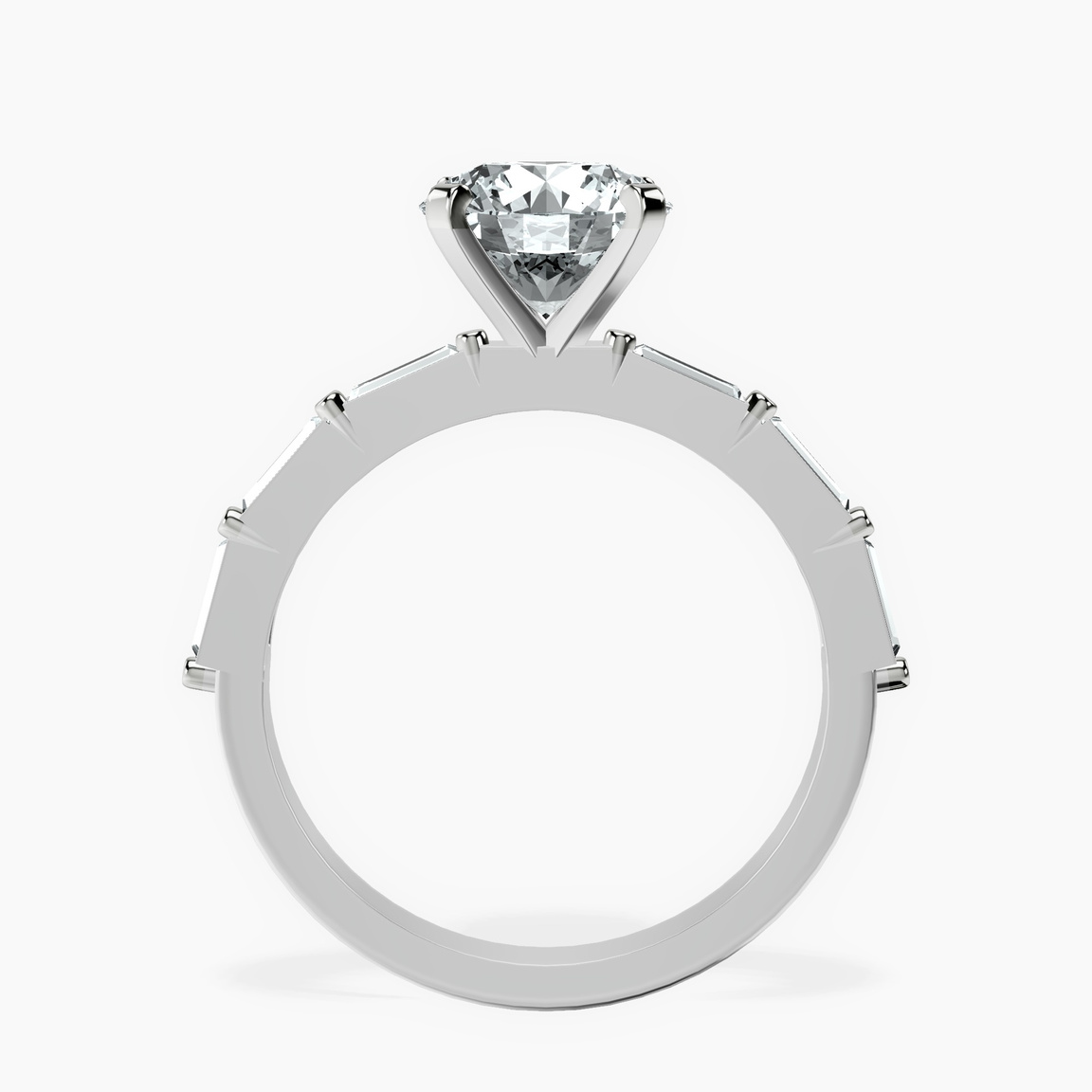 9ct White Gold Kimberly Baguette Side Stone Lab Diamond Ring side right image one