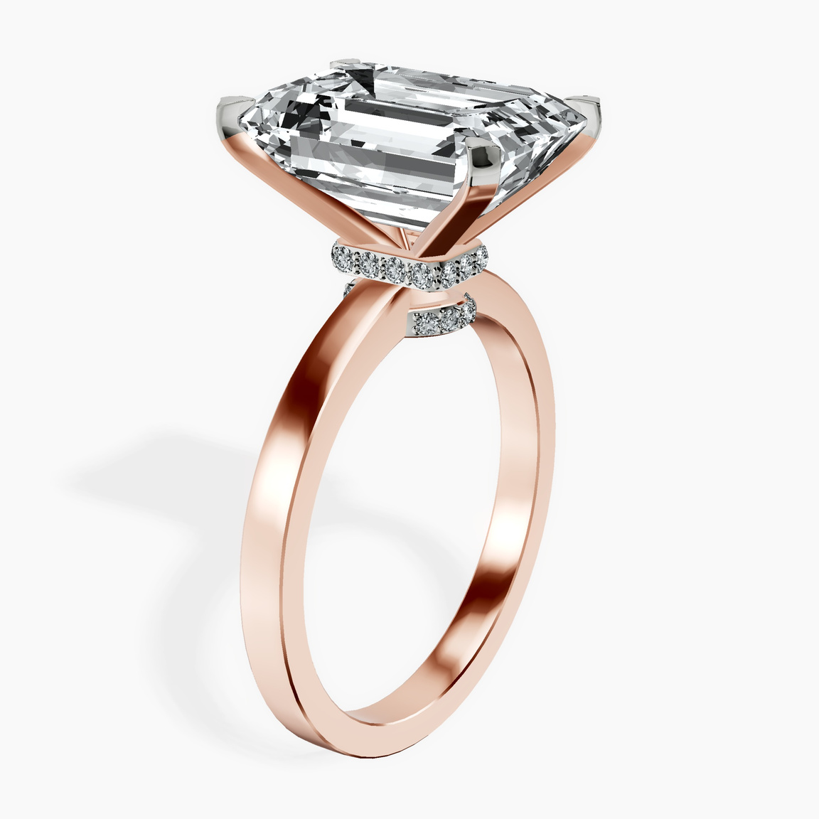 14kt Rose Gold Ember Secret Halo Lab Diamond Ring standing product image one