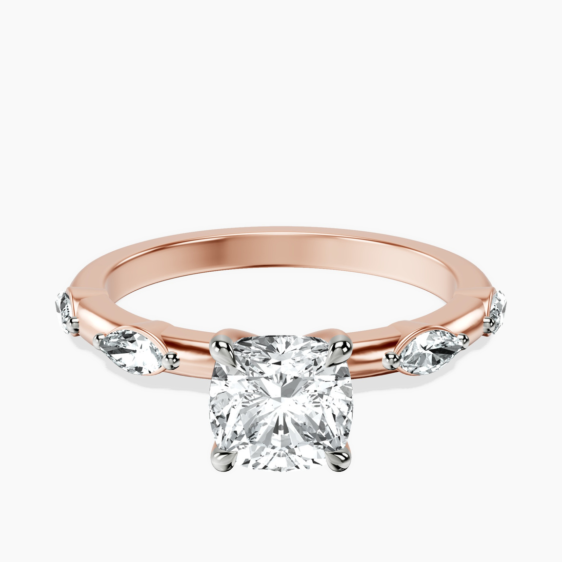 18kt Rose Gold Sheryl Marquise Side Stone Lab Diamond Ring front image