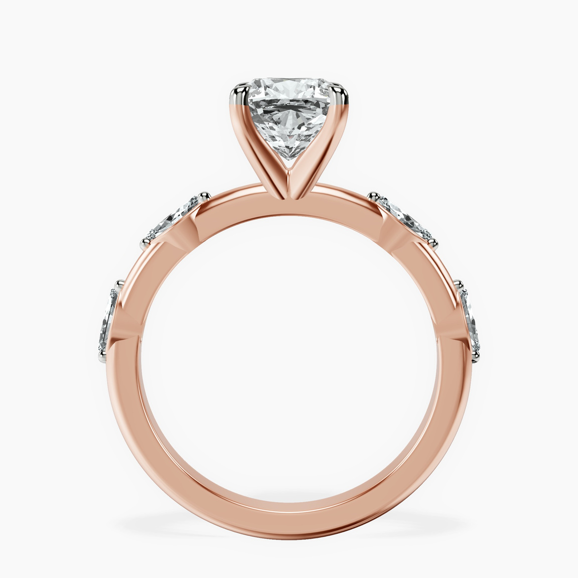 9ct Rose Gold Sheryl Marquise Side Stone Lab Diamond Ring side right image one