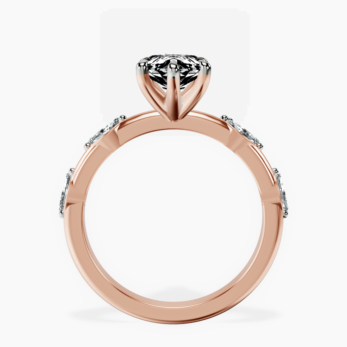 10kt Rose Gold Sheryl Marquise Side Stone Lab Diamond Ring side right image one
